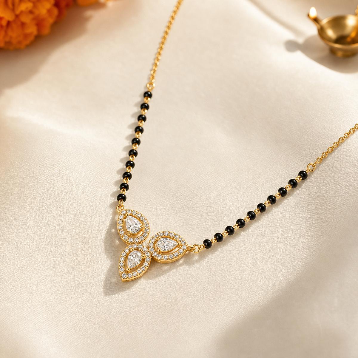 Yellow Gold Floral Drop Mangalsutra product image 5