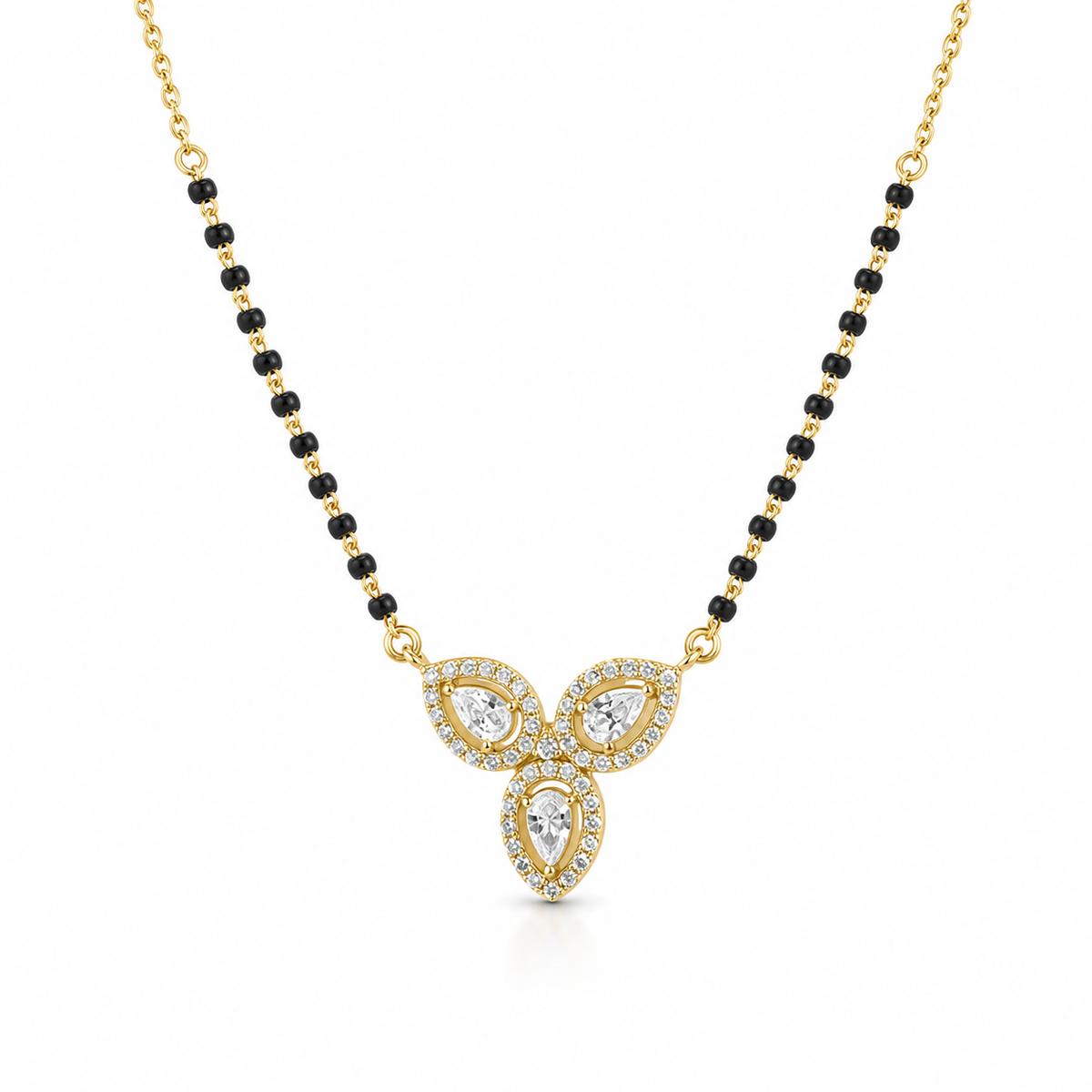 Yellow Gold Floral Drop Mangalsutra product image 2