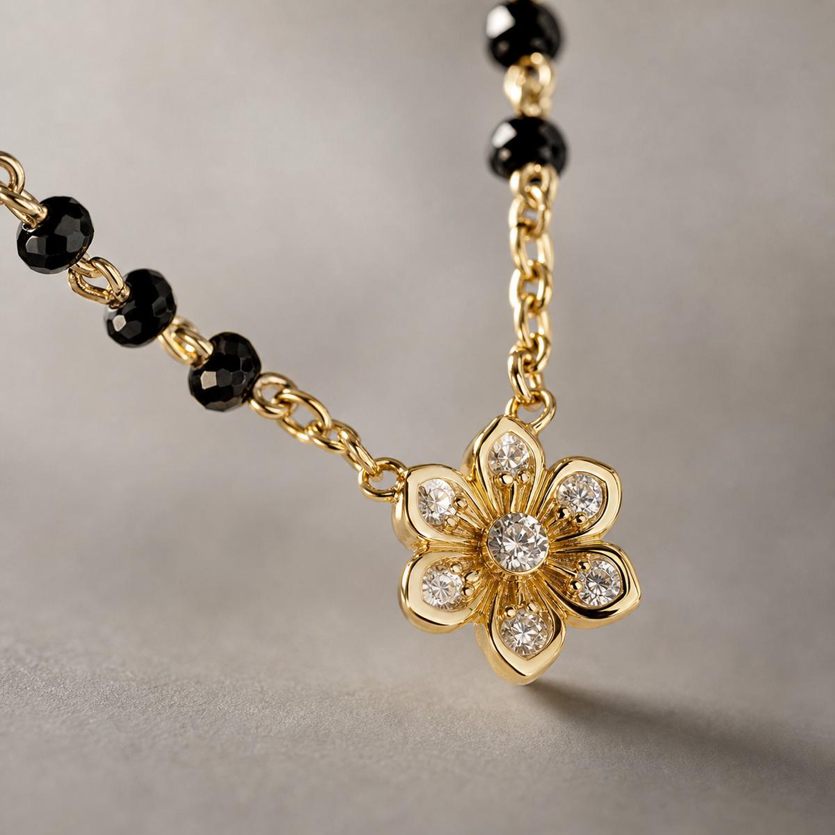 Yellow Gold Petal Spark Mangalsutra design detail