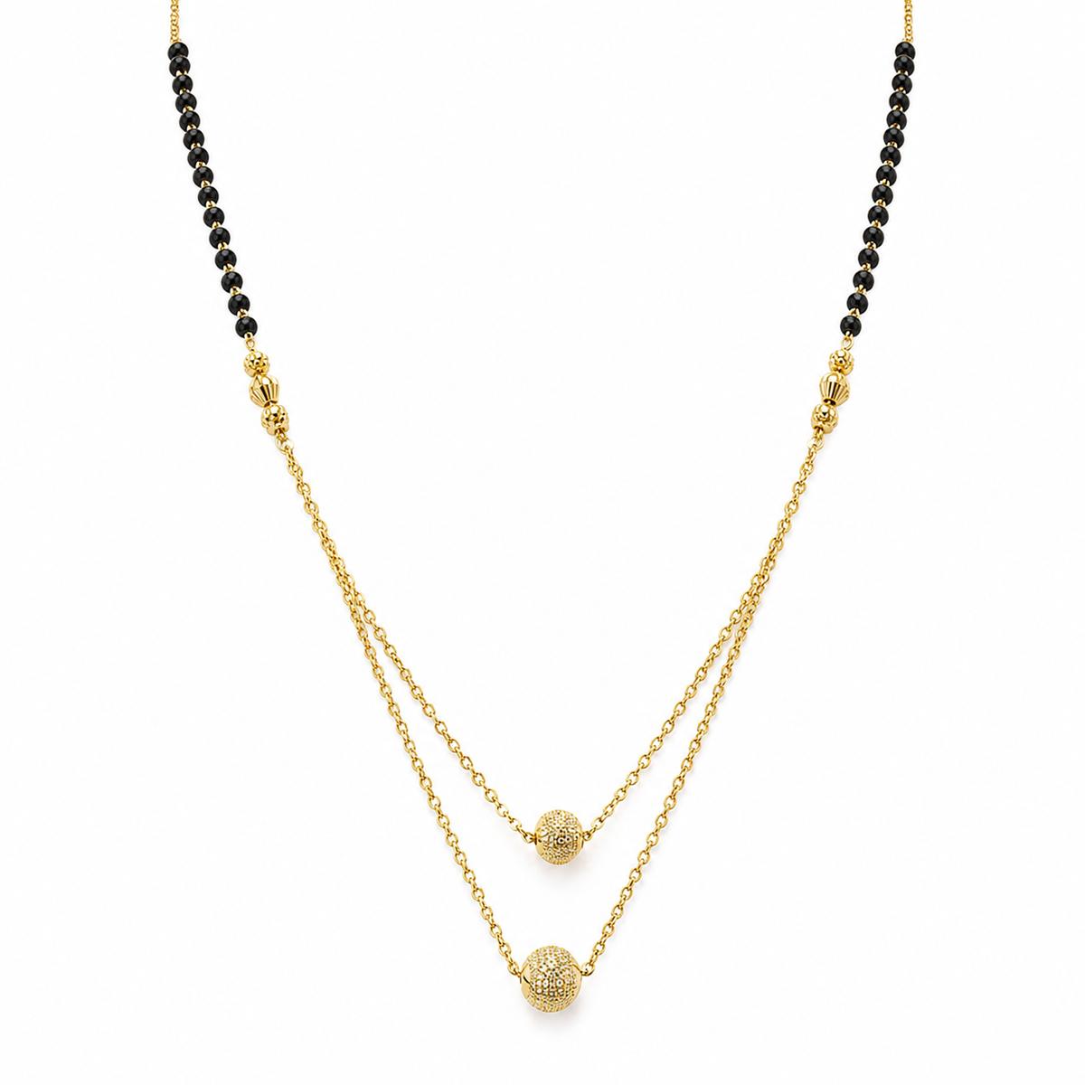 Yellow Gold Twin Orb Layer Mangalsutra product image 1