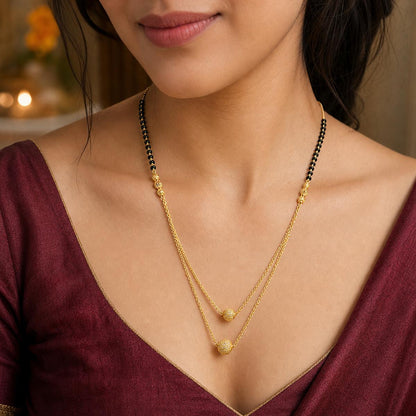 Yellow Gold Twin Orb Layer Mangalsutra product image 3